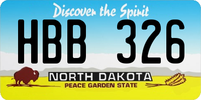 ND license plate HBB326