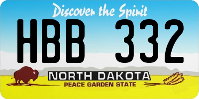 ND license plate HBB332