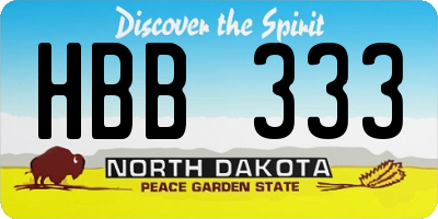 ND license plate HBB333