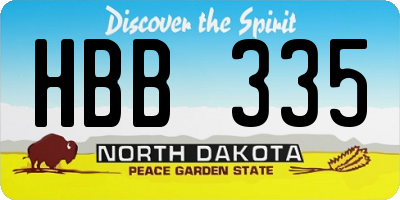 ND license plate HBB335