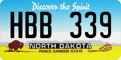 ND license plate HBB339