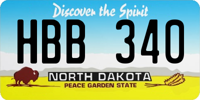 ND license plate HBB340