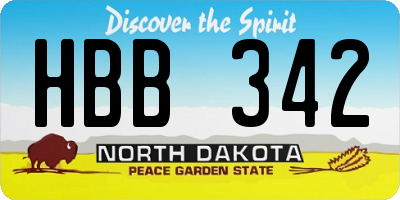 ND license plate HBB342