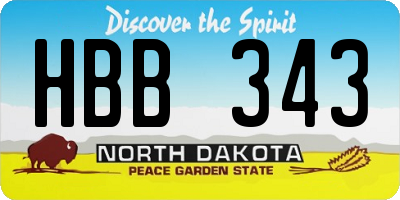 ND license plate HBB343