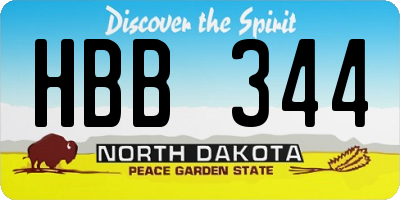 ND license plate HBB344