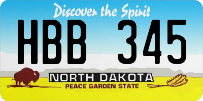 ND license plate HBB345