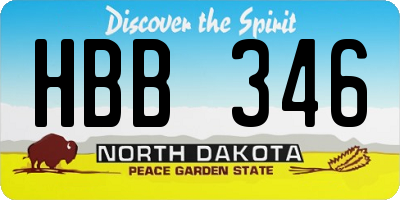 ND license plate HBB346