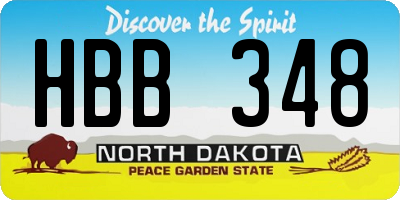 ND license plate HBB348