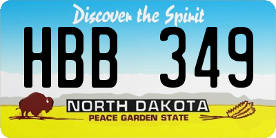 ND license plate HBB349