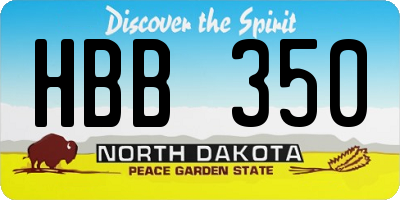 ND license plate HBB350