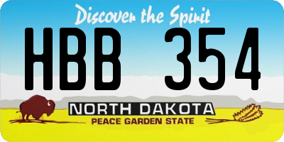 ND license plate HBB354