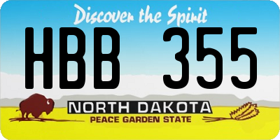 ND license plate HBB355