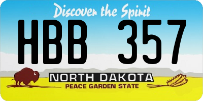 ND license plate HBB357