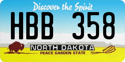 ND license plate HBB358