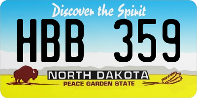 ND license plate HBB359