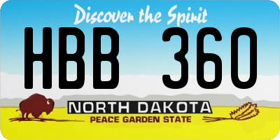 ND license plate HBB360