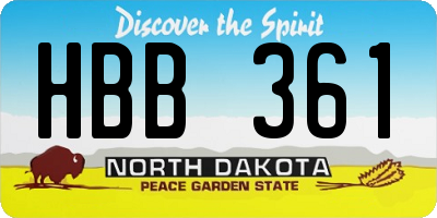 ND license plate HBB361