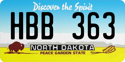 ND license plate HBB363