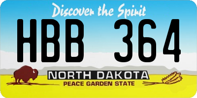 ND license plate HBB364