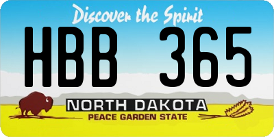 ND license plate HBB365