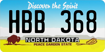 ND license plate HBB368