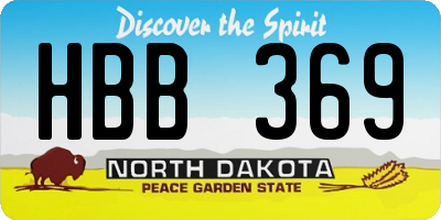 ND license plate HBB369