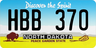 ND license plate HBB370