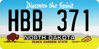 ND license plate HBB371