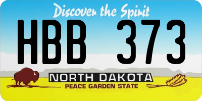 ND license plate HBB373