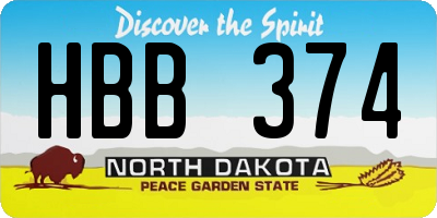 ND license plate HBB374