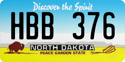 ND license plate HBB376