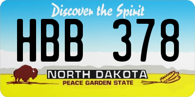 ND license plate HBB378