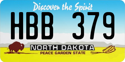 ND license plate HBB379