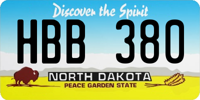 ND license plate HBB380