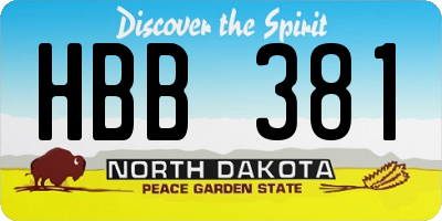 ND license plate HBB381