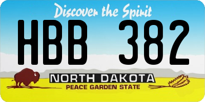 ND license plate HBB382