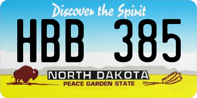 ND license plate HBB385