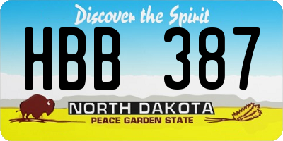 ND license plate HBB387