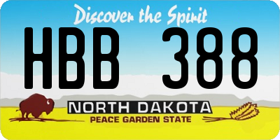 ND license plate HBB388