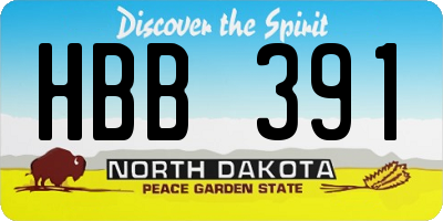 ND license plate HBB391