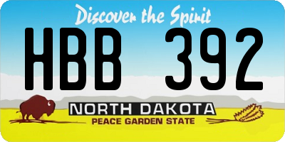 ND license plate HBB392