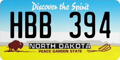 ND license plate HBB394