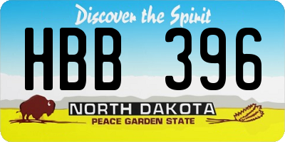 ND license plate HBB396