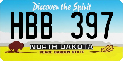 ND license plate HBB397