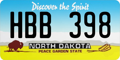 ND license plate HBB398