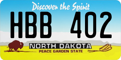 ND license plate HBB402