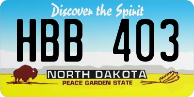 ND license plate HBB403