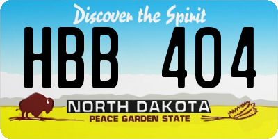 ND license plate HBB404