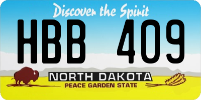 ND license plate HBB409