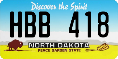 ND license plate HBB418